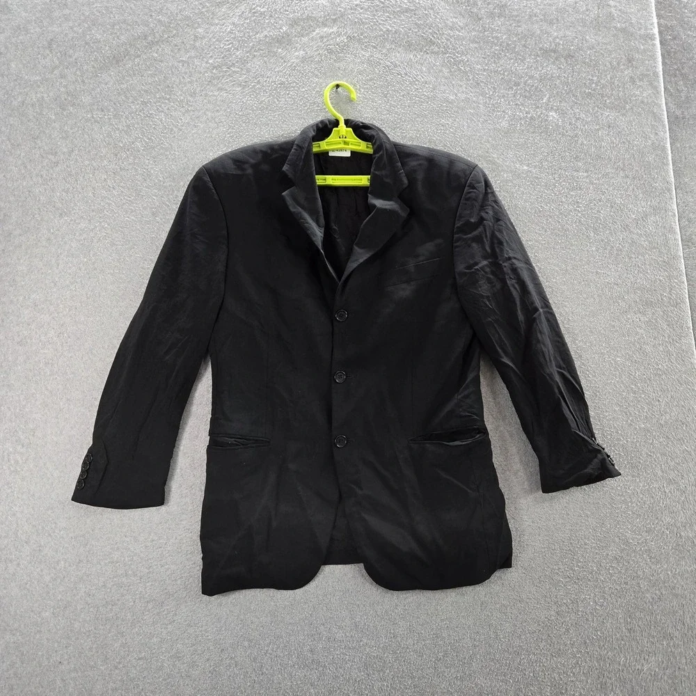 VINTAGE Hugo Boss Men Blazer 38S Black Wool Suit Jacket Button Long‎ Sleeve
